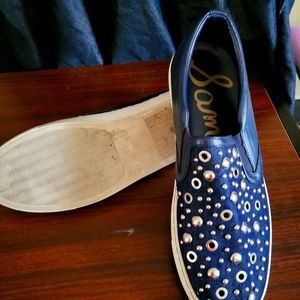 Blue Sam Edelman Leather Slip On Stud Shoes